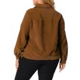 thumbnail image 3 of GRACE & GRANDEUR Veste Bomber Courte en Velours Côtelé à Col Pointu pour Femmes, 3 of 7