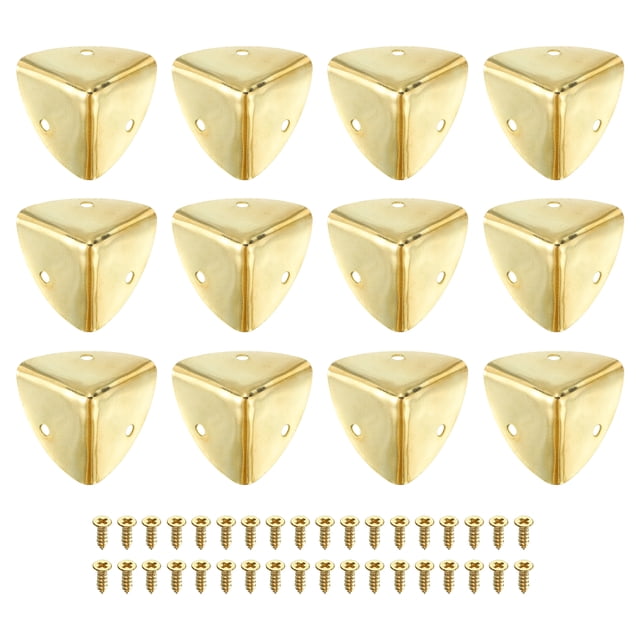 Uxcell 12 Pack Decorative Box Corner Cover, 40mm Metal Edge Guard, Furniture Corner Edges Protector with Screws, Gold