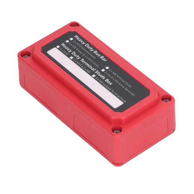 300A 48V Bus Bar, Positive & Negative Power Distribution Block with 4 X M8 Terminal Studs & Cover, Heavy Duty Battery Terminal Block for Marine, Automotive, RV, Boat, Car, Truck