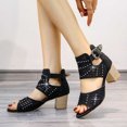thumbnail image 1 of LSLJS Women's Été Nouveau Grand Format Bouche de Poisson en Strass à Talons Hauts Épais Sandals, Platform Sandals, 1 of 5