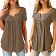 thumbnail image 4 of MesaSe Tunique à Basque Ample à Col en V pour Femmes, Hauts d'Été Amples à Manches Courtes, Blouse Décontractée Blanche XXXXXL, 4 of 5
