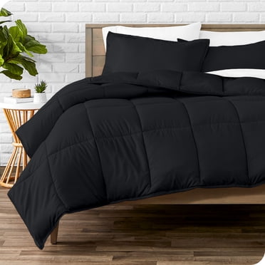 Bare Home Goose Down Alternative Comforter Set - 3 Piece Set - Full/Double, Black