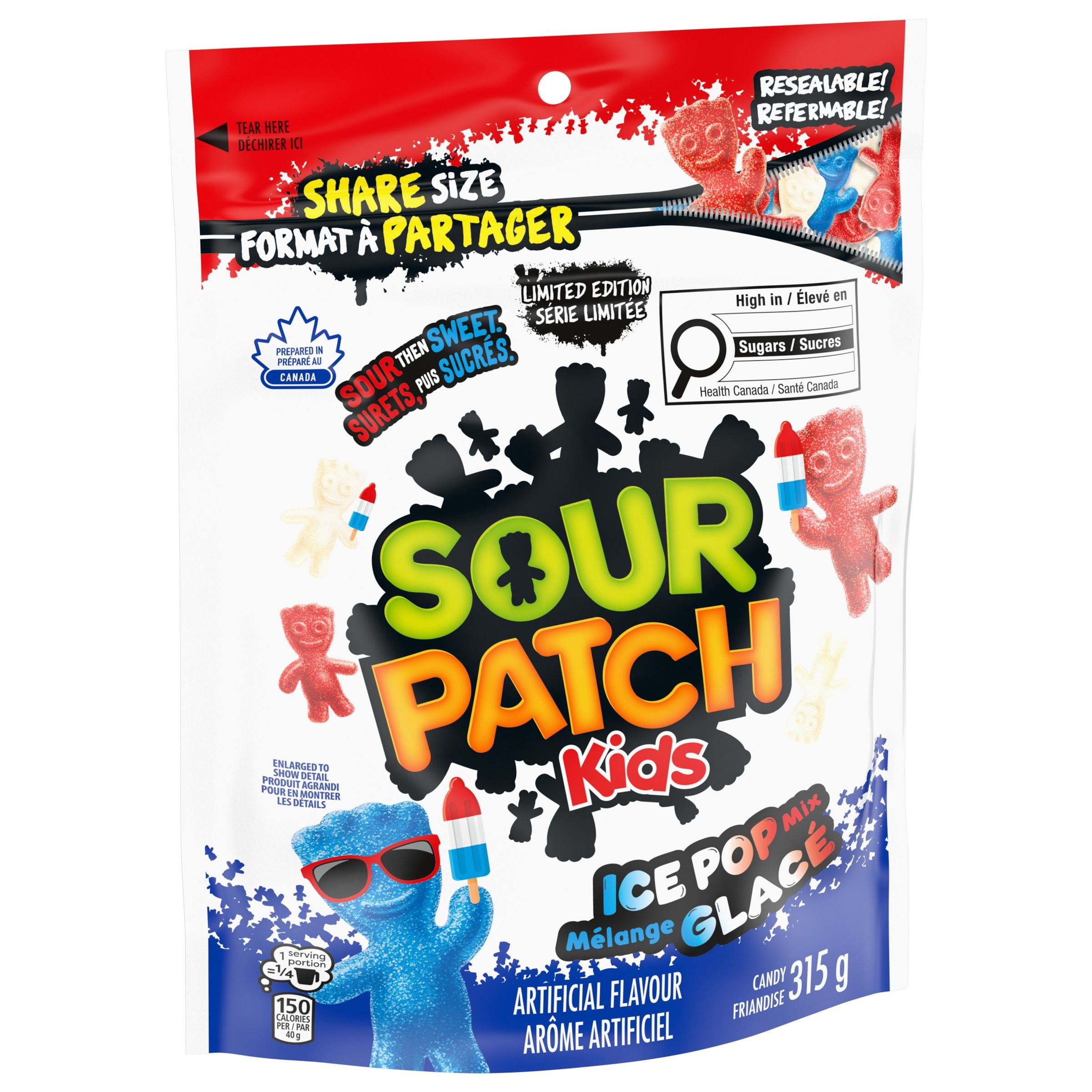 Friandise SOUR PATCH KIDS, Mélange glacé, Surets puis sucrés, Préparé au Canada