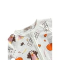thumbnail image 4 of Faithtur Halloween Jumpsuit Pumpkin  Letter Print Long Sleeve Zipper Romper, 4 of 7