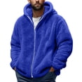 thumbnail image 2 of TIMIFIS Blue Men's Heavyweight Fuzzy Sweatshirt Jacket Zip Up Coat Fashion Fleece Warm Jacket, 2 of 5