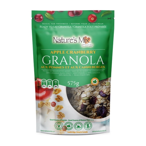 Nature's Mix Apple Cranberry Granola, Resealable Bag, 575g