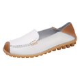 thumbnail image 1 of B91xZ Chaussures pour Femmes Largeur Grand Mocassins Plats à Enfiler, Blanc 7, 1 of 5
