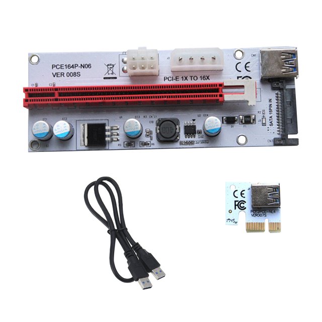 QualitChoice 1x US PCI Riser Board PCI-E 1x to 16x Extender Adapter GPU Riser Card red 1Set