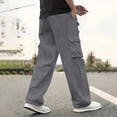 thumbnail image 2 of WRKEKC Casual Pants for Men Spring Fall Trendy Solid Color Drawstring Elastic Waist Long Pants for Daily Casual Gym Outings Dynamic Wear, 2 of 6