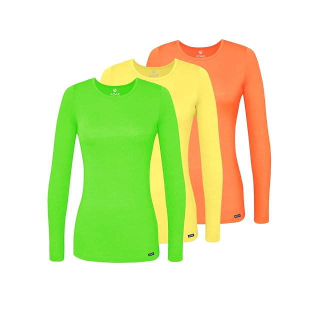 Adar Underscrubs for Women Multi Color 3 Pack - Long Sleeve Underscrub Comfort Tee