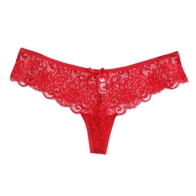 Birdeem Culotte String Femme Mode Aguichant Dentelle Fleur Gaze Transparente Nœud Taille Basse G-String Pantalon Culottes String