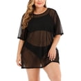 thumbnail image 1 of 2025 Women Ruffle Trim Sheer Long Swimsuit Cover Ups for Women Beach Skirt Cover Up Skirt Beach Wrap Bikini Lace Cover Up for Women Shiny Wraps Cover Ups for Swimwear Mesh Drawstring Cover Up Skirt, 1 of 9