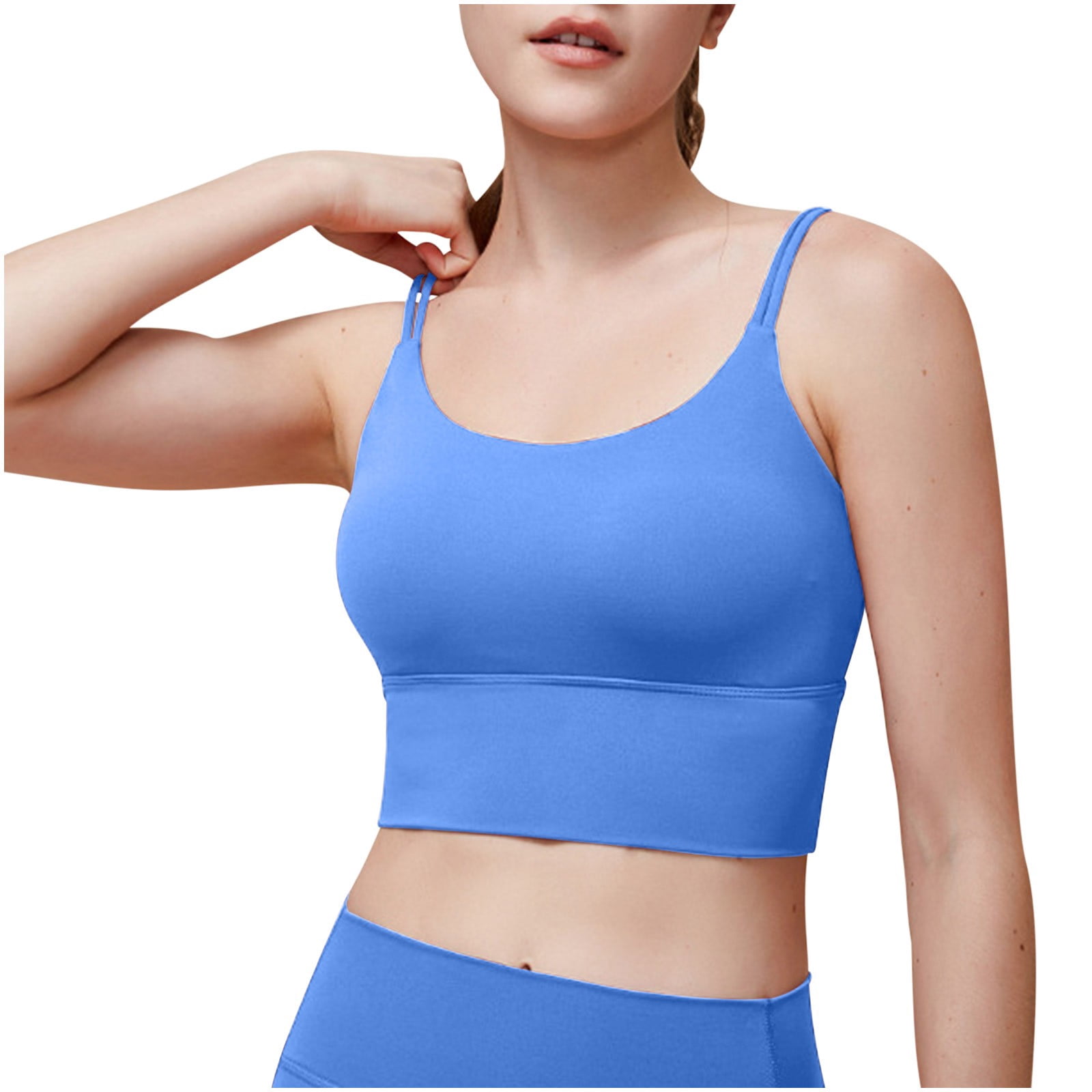 Timegard Sports Bra for Women Longline Back Ruched Low Impact Athletic Yoga Bras Workout Running Top