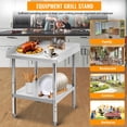 thumbnail image 2 of BeesClover Stainless Steel Grill Stand Table, NSF Certified Work Table with Adjustable Legs, 400 Lbs Capacity, 2" Edge Baffle, Equipment Stand for Commercial Restaurant, Hotel, 2 of 7