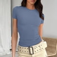 thumbnail image 1 of BVOFAR Hauts Côtelés d'Été pour Femmes 2025 Col Rond Manches Courtes T-Shirts Décontractés Confortables Coupe Ajustée, 1 of 5