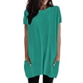 thumbnail image 1 of WEIYLL Womens Tshirt Summer Solid Loose Pullover Tunic With Pockets Long Green Tops Sizes L, 1 of 6