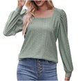 thumbnail image 1 of Timegard Hauts à Oeillets pour Femmes Col Rond Manches Longues Bouffantes T-Shirts Transparents Chic Décontracté Hauts Amples, 1 of 5