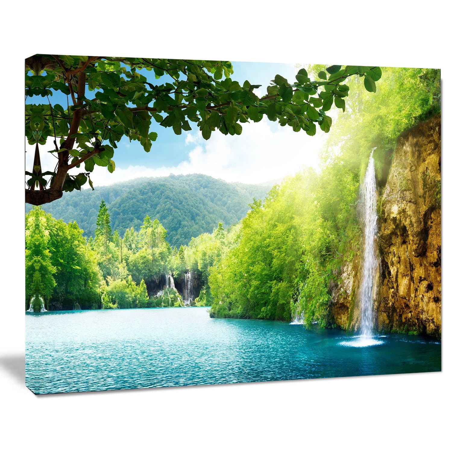 Tableau sur toile imprimée Design Art Photographie paysage Chute d'eau en forêt profonde