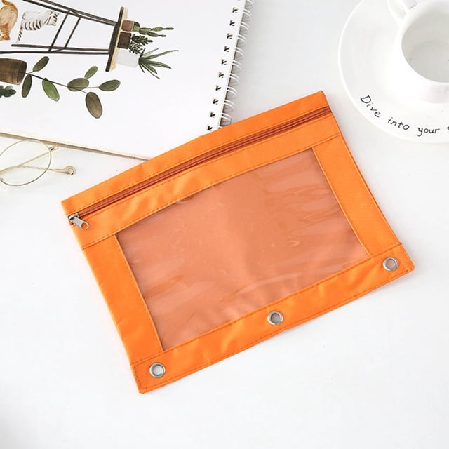 Birdeem Pencil Bags with Zipper, Large Pencil Pouch, Three-Hole Pencil Case Zipper Transparent Document Storage Bag Detachable Folder Large Capacity Pencil Case, Zipper Pencil Case