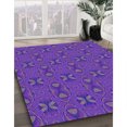 thumbnail image 3 of Ahgly Company Tapis Rond Lavable en Machine Intérieur Transitionnel Bleu Violet Violet, 5 Pieds Rond, 3 of 7