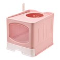 thumbnail image 4 of Bunblic Fully Enclosed Hooded Cat Litter Box Cat Toilet Removable Reusable Front Entry Top Exit Drawer Type Cats Potty Pet Litter Box Pink, 4 of 8
