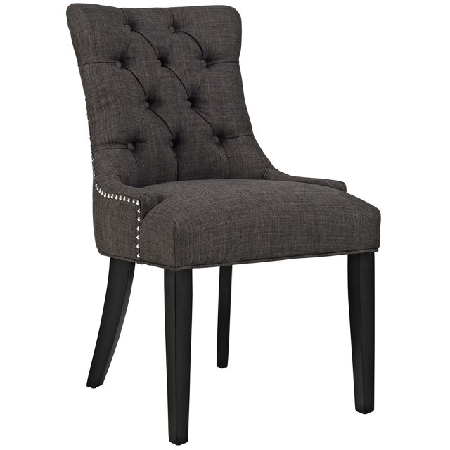 Modway Regent Tufted Fabric and Solid Wood Dining Chair, Brown (Set of 1)