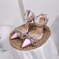 thumbnail image 2 of 1 Pair Women Sandals Bow Rhinestones Ladies Strappy Stiletto High Heels Sandals for Party, 2 of 8