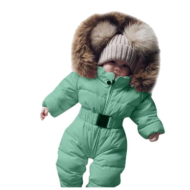 Kcodviy Baby Romper Outerwear Snowsuit Girl Snow Outfit Girls Coat infant Jumpsuit Toddler Snow Overalls Hooded Jacket Warm Girls Style Coat&Jacket