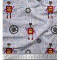 thumbnail image 1 of Soimoi Grey Crepe Silk Fabric Cartoon Machine & Gear Parts Hardware Print Fabric by Yard 42 Inch Wide, 1 of 3