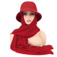 thumbnail image 1 of Sun Hat Multifunctional Durable Breathable All Match Soft Daily Wear 2 in 1 Chiffon Bucket Hat Scarf Set for Outdoor, 1 of 10