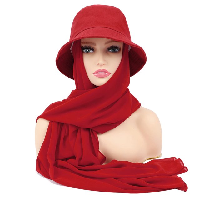 Sun Hat Multifunctional Durable Breathable All Match Soft Daily Wear 2 in 1 Chiffon Bucket Hat Scarf Set for Outdoor