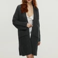 thumbnail image 1 of RXIRUCGD Womens Casual Oversized Loose Solid Color Long Sleeved Sweater Jacket Tops, Dark Gray, Size: M, 1 of 6
