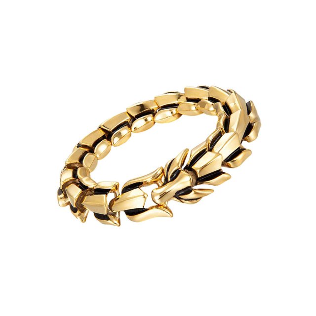 Gothic Punk Bracelet Titanium Steel Dragon Scale Bangle dragon scale link chain Gold 8.26 inches