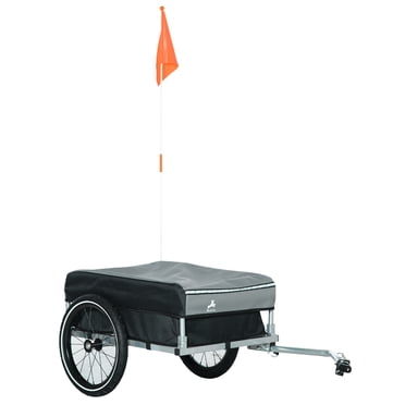 Aosom Outdoor Foldable Bike Trailer with Triple Safety, Black and Grey