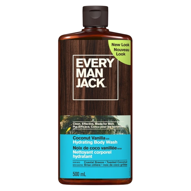 Every Man Jack Coconut + Vanilla Hydrating Body Wash for Men, Naturally Derived