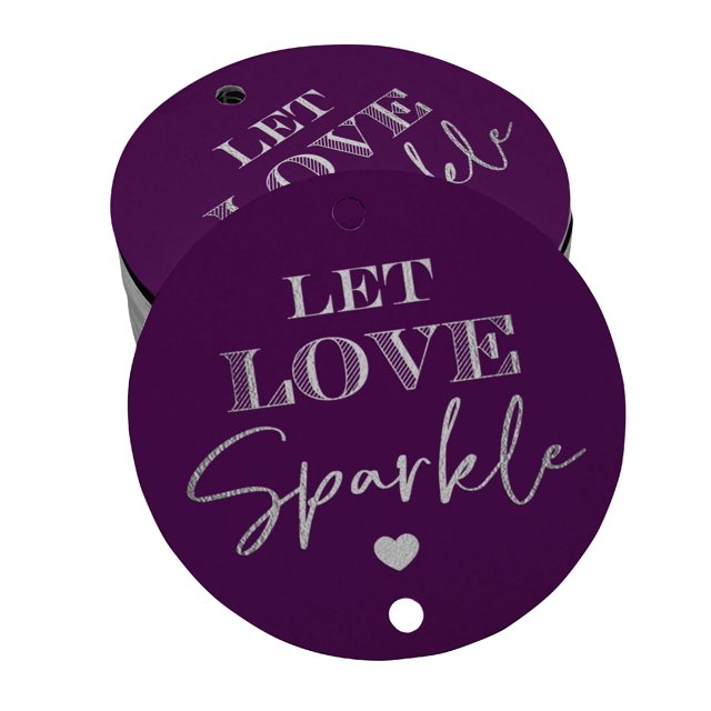 Inkdotpot Silver Foil Paper Hang Tags Let Love Sparkle Wedding Favor Tags 100 Pieces