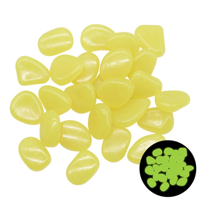 AMERTEER 100PCS Solar Glow Rocks Luminous Cobblestones Glow in the Dark Luminous Pebbles Solar Powered Glowing Stones