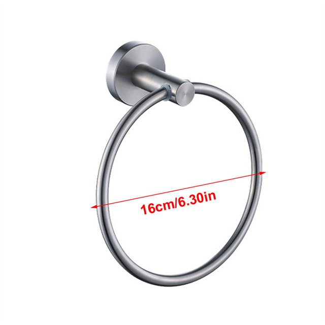 Towel Holder Stainless Steel Practical Fixing Rings Hanging Rack Exquisite Convenient Hanger Stand for Home Bathroom Kitchen Use Silver
