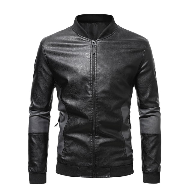 Qertyioot Veste en Cuir d'Hiver pour Hommes Mode Fermeture Éclair Manches Longues Tenue Décontractée