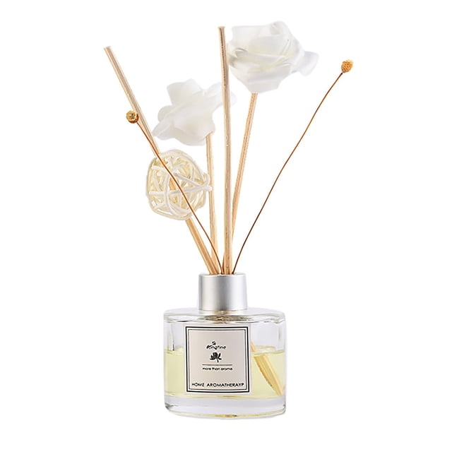 Hot Sale!Oimcto Longfine/Langfen Freesia French Flameless Aromatherapy Reed Dried Flower Essential Oil,Oil Diffusers with Natural Sticks,Glass Bottle and Scented Oil 50Ml