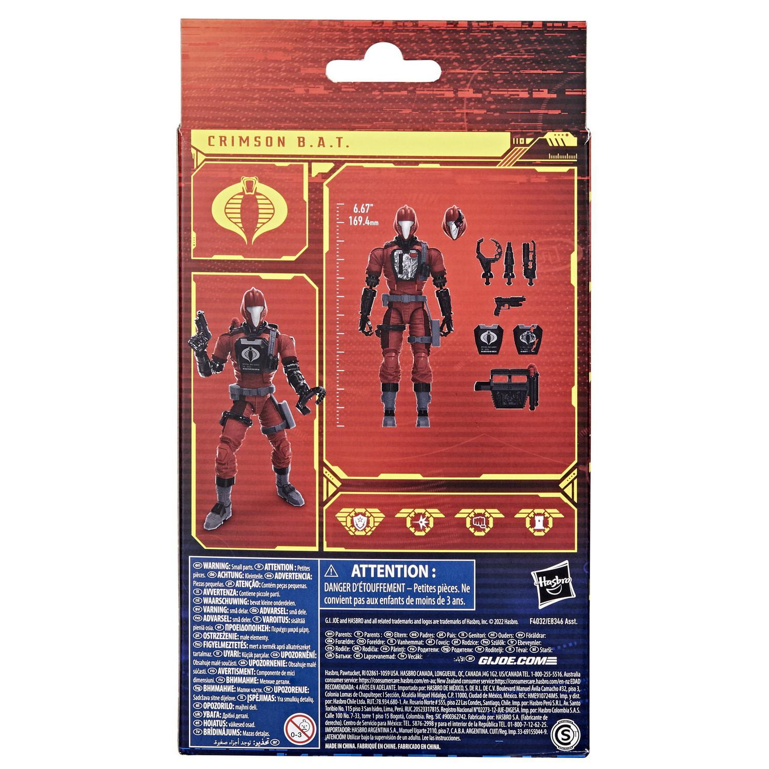 G.I. Joe Classified Series, figurine CRIMSON B.A.T. 60 de collection premium de 15 cm avec accessoires multiples, emballage spécial