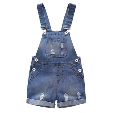 KIDSCOOL SPACE Baby Girl Boy Jean Overalls,Toddler Summer Denim Shortall,Blue,2-3 Years