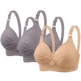 thumbnail image 2 of Bras for Women, 3PCS Womans Printing Gathered Together Large Size Daily Bra Underwear No Rims, 2 of 9