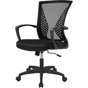 BestOffice Ergonomic Mesh Office Chair, Mid-Back Task Chair with Lumbar Support, Armrests, Rolling Swivel & Adjustable Height, Black