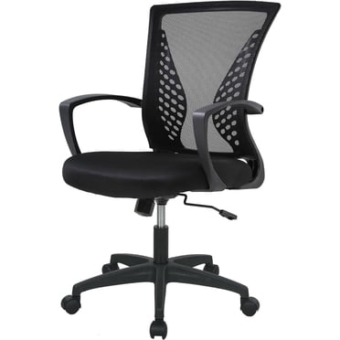 BestOffice Chaise de Bureau Ergonomique en Maille, Chaise de Travail Mi-Dossier avec Soutien Lombaire, Accoudoirs, Pivotante à Roulettes et Hauteur Réglable, Noire