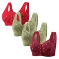 thumbnail image 1 of Plebaso 4 Pack Bras for Women Front Closure Everyday Bralettes Wireless Full Coverage Ladies Push up Bras, 1 of 3