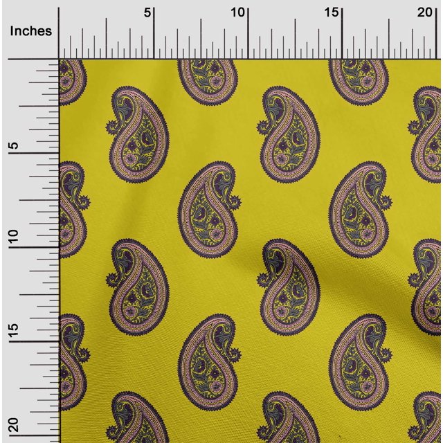 oneOone Silk Tabby Fabric Paisley Block Fabric Prints By Yard 42 Inch Wide
