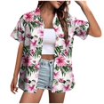 thumbnail image 1 of Chemises pour Femmes Chemise Moderne Ample à Col à Revers à Manches Courtes avec Impression Numérique 3D pour Femmes Haut Respirant de Tous les Jours T-Shirt Graphique Stylé Coupe Décontractée Alternative, 1 of 5