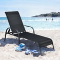 thumbnail image 4 of Topbuy Chaise Longue Inclinable Réglable - Ensemble de 1, Brun/noir, Cadre en Acier Robuste avec Accoudoirs, 4 of 8