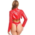 thumbnail image 4 of vastwit Womens Faux Leather Cropped Jacket Open Front Long Sleeve for Themed Parties Red XXL, 4 of 7